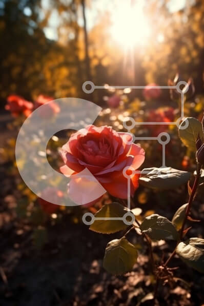 Σετ των 2 Intra Συλλεκτικό Ξύλινο Παζλ Plywood  4mm - Εκπληκτική κοντινή λήψη ενός κόκκινου τριαντάφυλλου σε πλήρη άνθιση στο ηλιοβασίλεμα Σε Ξύλινο Κουτί - Διαστάσεις: 10x10 cm – 25 κομμάτια