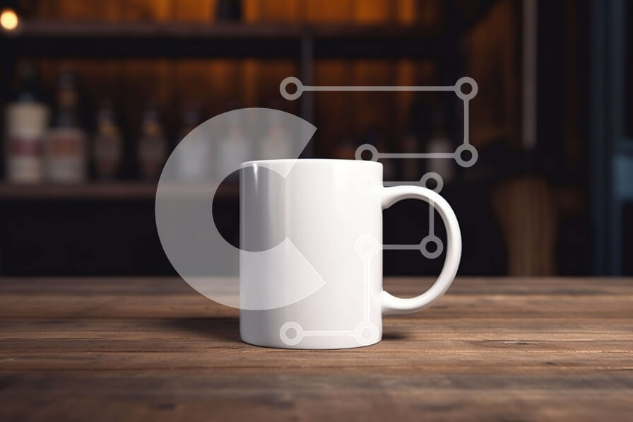 Σετ των 2 Intra Συλλεκτικό Ξύλινο Παζλ Plywood  4mm - Λευκή κούπα καφέ σε ξύλινο τραπέζι σε μπαρ Σε Ξύλινο Κουτί - Διαστάσεις: 10x10 cm – 25 κομμάτια