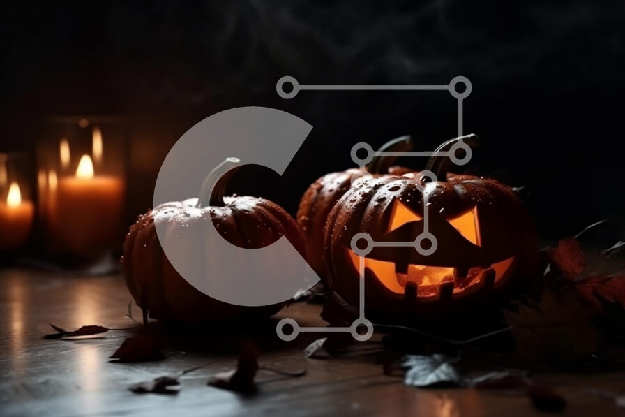 Intra Συλλεκτικό Ξύλινο Παζλ Plywood  4mm - Spooky Halloween Decor: Ομάδα από σκαλιστές κολοκύθες με λαμπερά μάτια Σε Ξύλινο Κουτί - Διαστάσεις: 10x10 cm – 25 κομμάτια