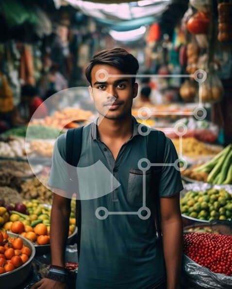 Σετ των 2 Intra Συλλεκτικό Ξύλινο Παζλ Plywood  4mm - Πολύχρωμος πάγκος αγοράς με φρέσκα φρούτα και λαχανικά Σε Ξύλινο Κουτί - Διαστάσεις: 10x10 cm – 25 κομμάτια