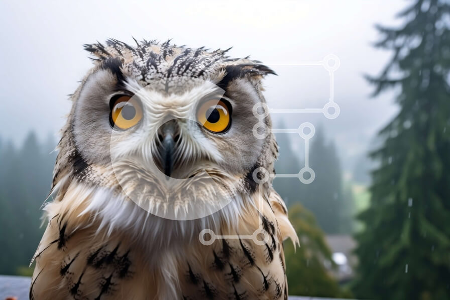 Σετ των 2 Intra Συλλεκτικό Ξύλινο Παζλ Plywood  4mm - Κουκουβάγια με κίτρινα μάτια και ανοιχτό ράμφος Σε Ξύλινο Κουτί - Διαστάσεις: 10x10 cm – 25 κομμάτια