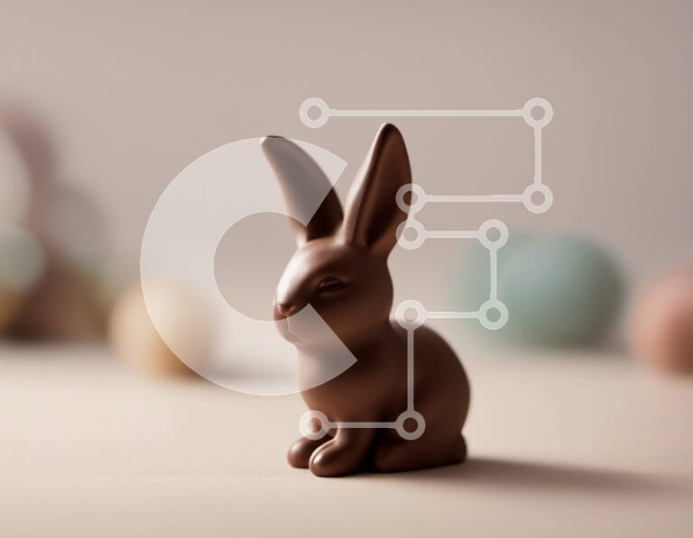 Intra Συλλεκτικό Ξύλινο Παζλ Plywood  4mm - Σοκολατένιο λαγουδάκι και πολύχρωμα πασχαλινά αυγά Σε Ξύλινο Κουτί - Διαστάσεις: 10x10 cm – 25 κομμάτια