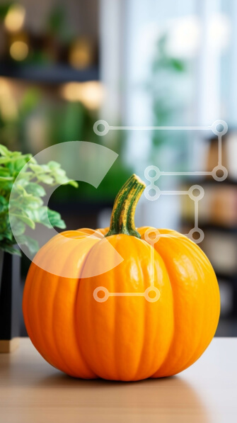 Σετ των 2 Intra Συλλεκτικό Ξύλινο Παζλ Plywood  4mm - Φρέσκια κολοκύθα σε ξύλινο τραπέζι με θέα στην πόλη Σε Ξύλινο Κουτί - Διαστάσεις: 10x10 cm – 25 κομμάτια