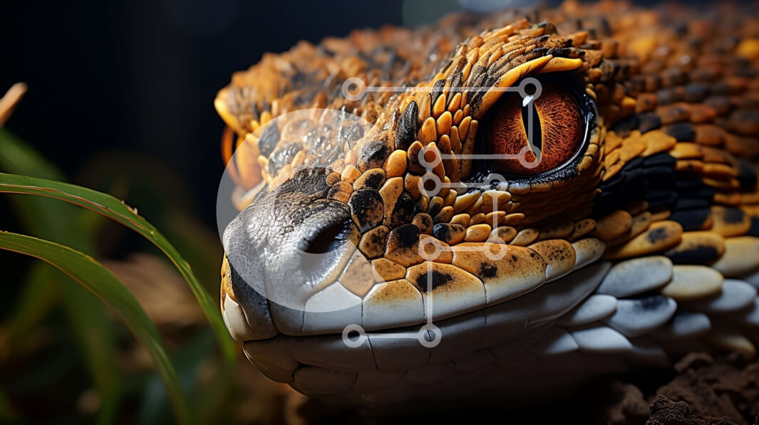 Σετ των 2 Intra Συλλεκτικό Ξύλινο Παζλ Plywood  4mm - Κοντινή όψη της σαύρας με έντονο βλέμμα Σε Ξύλινο Κουτί - Διαστάσεις: 10x10 cm – 25 κομμάτια