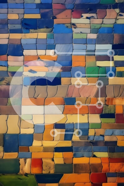 Intra Συλλεκτικό Ξύλινο Παζλ Plywood  4mm - Ζωντανή εικόνα από πολύχρωμα μωσαϊκά πλακάκια στον τοίχο Σε Ξύλινο Κουτί - Διαστάσεις Puzzle: 10x10 cm – 25 κομμάτια