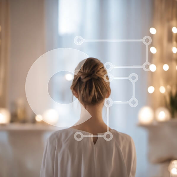 Intra Συλλεκτικό Ξύλινο Παζλ Plywood  4mm - Γυναίκα που στέκεται μπροστά από ένα δωμάτιο υπό το φως των κεριών Σε Ξύλινο Κουτί - Διαστάσεις Puzzle: 10x10 cm – 25 κομμάτια