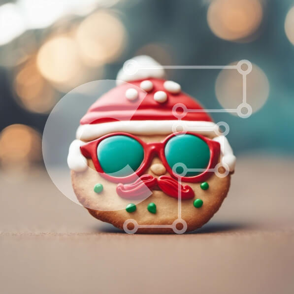 Σετ των 2 Intra Συλλεκτικό Ξύλινο Παζλ Plywood  4mm - Μπισκότο με ζάχαρη Άγιου Βασίλη με γυαλιά ηλίου και κόκκινο καπέλο Σε Ξύλινο Κουτί - Διαστάσεις: 10x10 cm – 25 κομμάτια