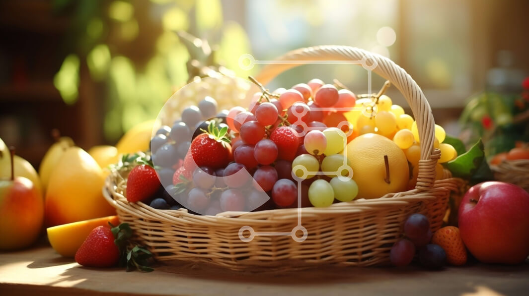 Σετ των 2 Intra Συλλεκτικό Ξύλινο Παζλ Plywood  4mm - Καλάθι ανάμεικτων φρούτων με σταφύλια, πορτοκάλια, μήλα και μπανάνες Σε Ξύλινο Κουτί - Διαστάσεις: 10x10 cm – 25 κομμάτια