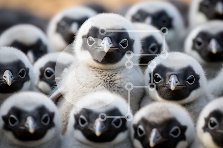 Σετ των 2 Intra Συλλεκτικό Ξύλινο Παζλ Plywood  4mm - Ομάδα πιγκουίνων που στέκονται μαζί Σε Ξύλινο Κουτί - Διαστάσεις: 10x10 cm – 25 κομμάτια