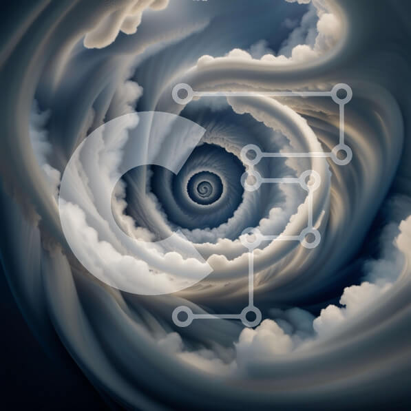 Intra Συλλεκτικό Ξύλινο Παζλ Plywood  4mm - Σαγηνευτική εικόνα μιας στροβιλιζόμενης δίνης σύννεφων στον ουρανό Σε Ξύλινο Κουτί - Διαστάσεις: 10x10 cm – 25 κομμάτια