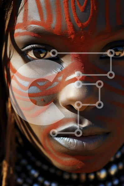 Intra Συλλεκτικό Ξύλινο Παζλ Plywood  4mm - Πορτρέτο μιας γυναίκας με παραδοσιακή ενδυμασία με ζωγραφισμένο πρόσωπο Σε Ξύλινο Κουτί - Διαστάσεις Puzzle: 10x10 cm – 25 κομμάτια