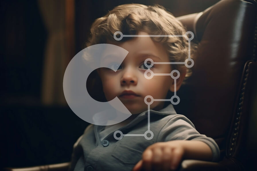 Intra Συλλεκτικό Ξύλινο Παζλ Plywood  4mm - Σοβαρό νεαρό αγόρι σε μια δερμάτινη καρέκλα Σε Ξύλινο Κουτί - Διαστάσεις Puzzle: 10x10 cm – 25 κομμάτια