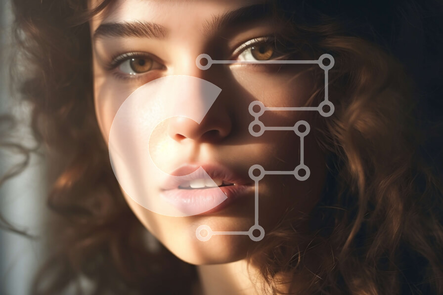 Intra Συλλεκτικό Ξύλινο Παζλ Plywood  4mm - Εκπληκτικό πορτρέτο μιας νεαρής γυναίκας με μακριά σγουρά καστανά μαλλιά και καστανά μάτια Σε Ξύλινο Κουτί - Διαστάσεις Puzzle: 10x10 cm – 25 κομμάτια