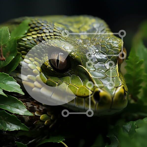 Intra Συλλεκτικό Ξύλινο Παζλ Plywood  4mm - Κοντινή λήψη του κεφαλιού ενός φιδιού που κοιτάζει απευθείας την κάμερα Σε Ξύλινο Κουτί - Διαστάσεις: 10x10 cm – 25 κομμάτια