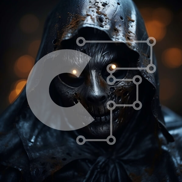 Intra Συλλεκτικό Ξύλινο Παζλ Plywood  4mm - Άτομο που φορά μαύρο hoodie με λαμπερά κίτρινα μάτια Σε Ξύλινο Κουτί - Διαστάσεις Puzzle: 10x10 cm – 25 κομμάτια