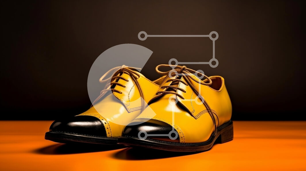 Σετ των 2 Intra Συλλεκτικό Ξύλινο Παζλ Plywood  4mm - Όμορφα κίτρινα δερμάτινα παπούτσια με μαύρα κορδόνια Σε Ξύλινο Κουτί - Διαστάσεις: 10x10 cm – 25 κομμάτια