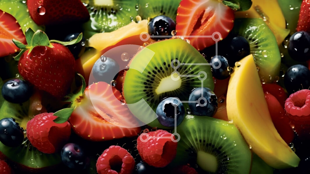 Σετ των 2 Intra Συλλεκτικό Ξύλινο Παζλ Plywood  4mm - Υγιεινό μπολ με ανάμεικτα φρούτα με ακτινίδια, φράουλες και βατόμουρα Σε Ξύλινο Κουτί - Διαστάσεις: 10x10 cm – 25 κομμάτια