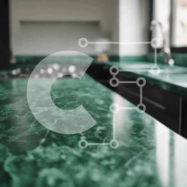 Intra Συλλεκτικό Ξύλινο Παζλ Plywood  4mm - Πράσινος μαρμάρινος πάγκος σε πολυτελή κουζίνα Σε Ξύλινο Κουτί - Διαστάσεις Puzzle: 10x10 cm – 25 κομμάτια