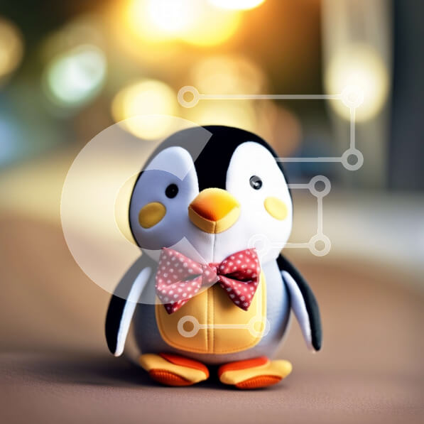 Intra Συλλεκτικό Ξύλινο Παζλ Plywood  4mm - Χαριτωμένο γεμιστό παιχνίδι πιγκουίνου με παπιγιόν Σε Ξύλινο Κουτί - Διαστάσεις Puzzle: 10x10 cm – 25 κομμάτια