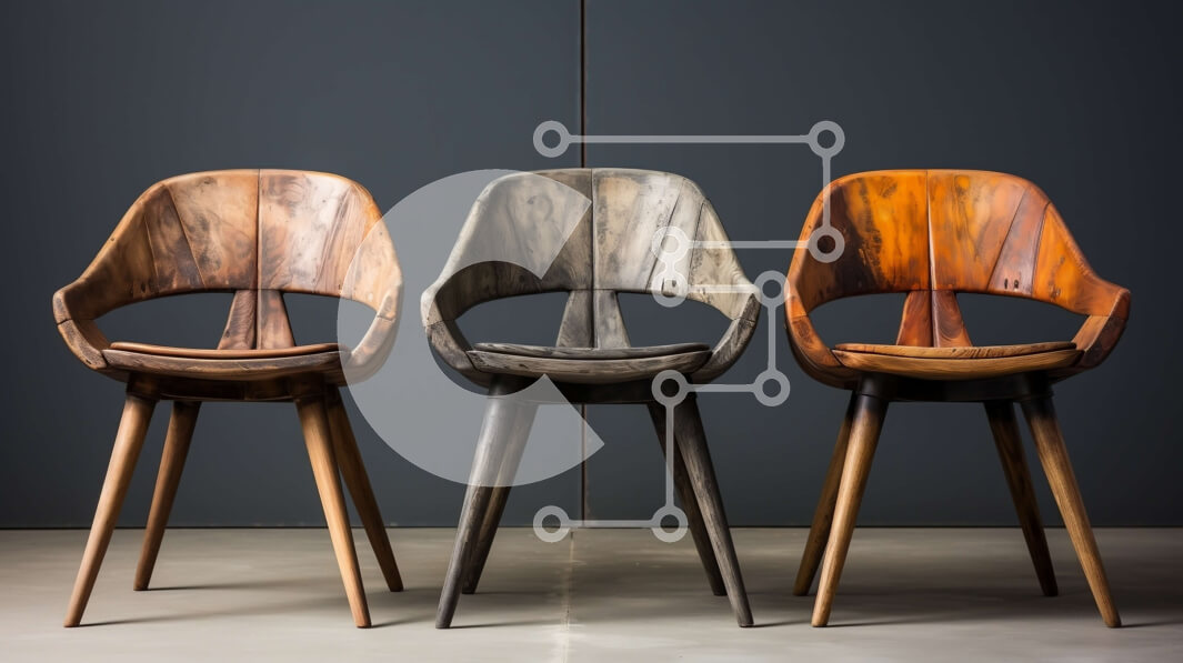 Intra Συλλεκτικό Ξύλινο Παζλ Plywood  4mm - Τρεις Ξύλινες Καρέκλες με Μοναδικά Σχέδια Σε Ξύλινο Κουτί - Διαστάσεις Puzzle: 10x10 cm – 25 κομμάτια