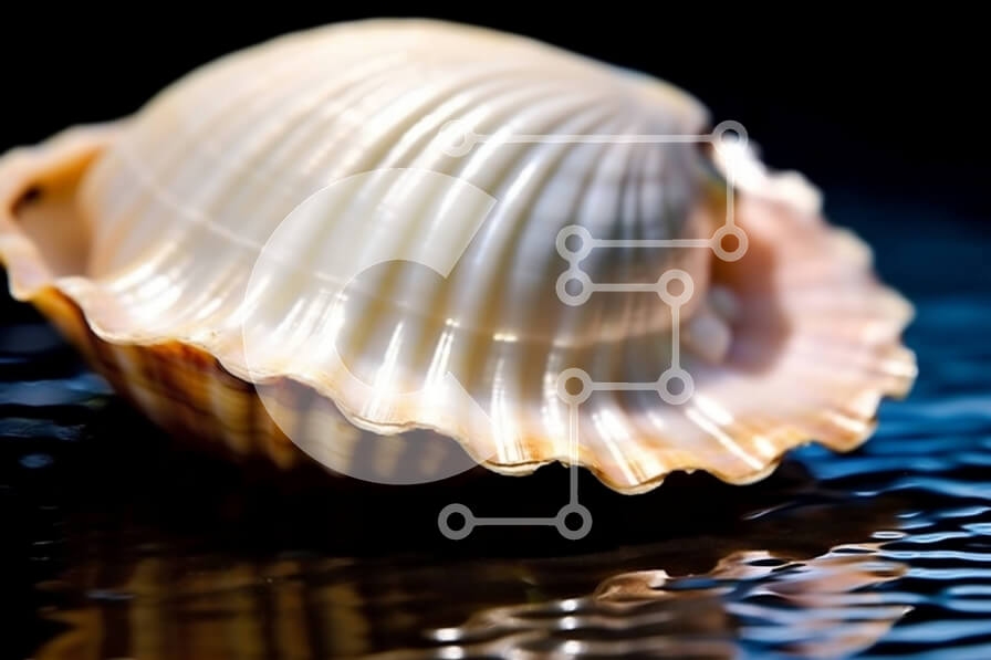 Intra Συλλεκτικό Ξύλινο Παζλ Plywood  4mm - Κοντινή εικόνα ενός λευκού κοχυλιού με σταγονίδια νερού Σε Ξύλινο Κουτί - Διαστάσεις: 10x10 cm – 25 κομμάτια