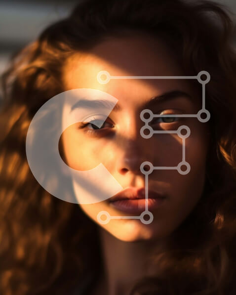 Intra Συλλεκτικό Ξύλινο Παζλ Plywood  4mm - Όμορφο πορτρέτο μιας νεαρής γυναίκας με σγουρά καστανά μαλλιά και καστανά μάτια Σε Ξύλινο Κουτί - Διαστάσεις Puzzle: 10x10 cm – 25 κομμάτια