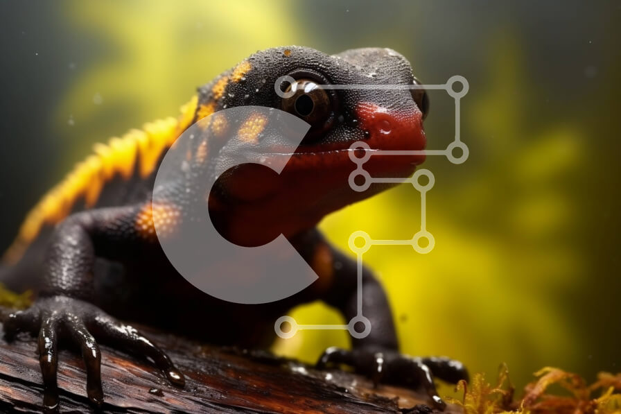 Σετ των 2 Intra Συλλεκτικό Ξύλινο Παζλ Plywood  4mm - Όμορφη εικόνα μιας σαλαμάνδρας σε ένα σκοτεινό ποώδη δάσος Σε Ξύλινο Κουτί - Διαστάσεις: 10x10 cm – 25 κομμάτια