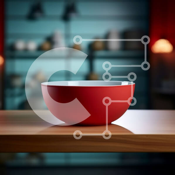 Intra Συλλεκτικό Ξύλινο Παζλ Plywood  4mm - Κόκκινο μπολ σε ξύλινο τραπέζι μπροστά από το παράθυρο με περσίδες Σε Ξύλινο Κουτί - Διαστάσεις Puzzle: 10x10 cm – 25 κομμάτια