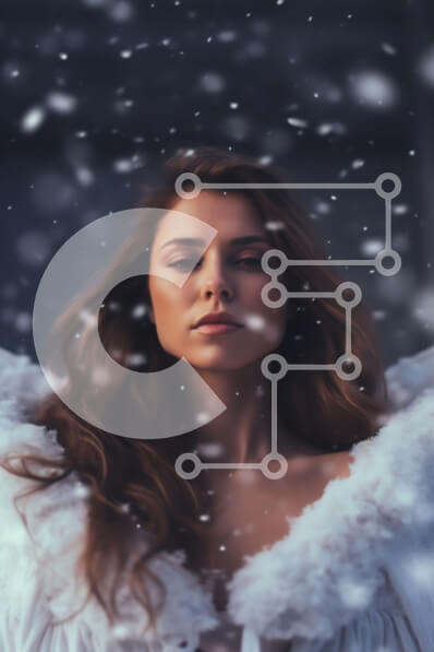 Intra Συλλεκτικό Ξύλινο Παζλ Plywood  4mm - Ονειροπόλα γυναίκα με κοστούμι αγγέλου που στέκεται στο χιόνι Σε Ξύλινο Κουτί - Διαστάσεις Puzzle: 10x10 cm – 25 κομμάτια