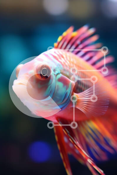 Σετ των 2 Intra Συλλεκτικό Ξύλινο Παζλ Plywood  4mm - Πολύχρωμα ψάρια που κολυμπούν προς την κάμερα Σε Ξύλινο Κουτί - Διαστάσεις: 10x10 cm – 25 κομμάτια