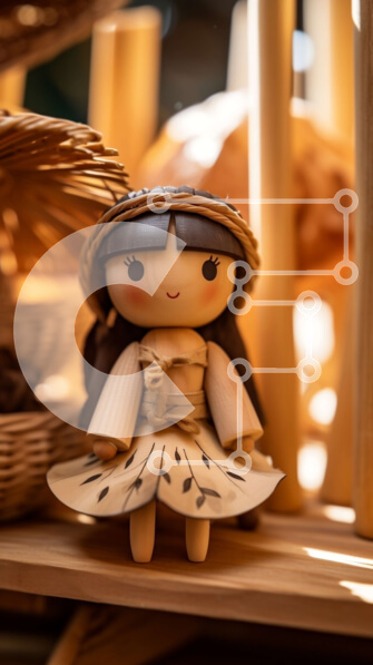 Intra Συλλεκτικό Ξύλινο Παζλ Plywood  4mm - Ξύλινη κούκλα σε ράφι με καλάθια μπαμπού Σε Ξύλινο Κουτί - Διαστάσεις: 10x10 cm – 25 κομμάτια