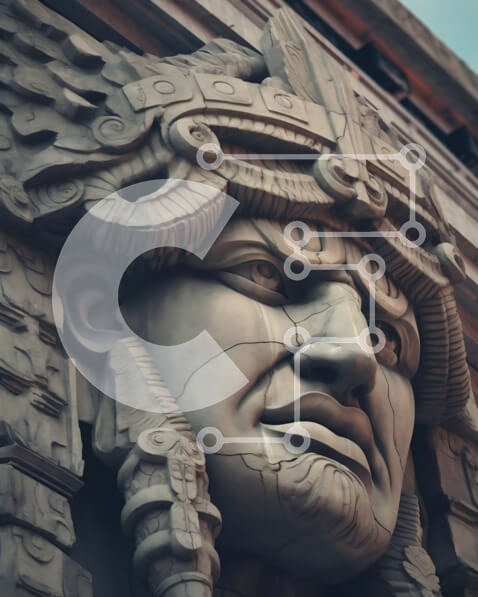 Intra Συλλεκτικό Ξύλινο Παζλ Plywood  4mm - Άγαλμα ενός άνδρα με την κόμμωση και το προσωπικό στο χέρι σε ένα κτίριο Σε Ξύλινο Κουτί - Διαστάσεις Puzzle: 10x10 cm – 25 κομμάτια