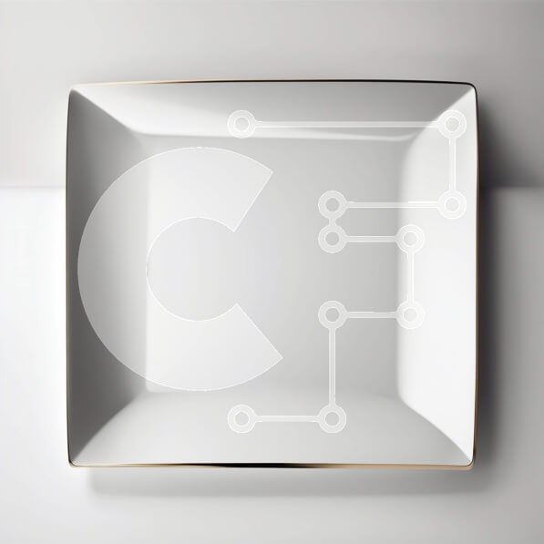 Σετ των 2 Intra Συλλεκτικό Ξύλινο Παζλ Plywood  4mm - Κομψό λευκό πιάτο με χρυσό χείλος σε μινιμαλιστική γκρίζα επιφάνεια Σε Ξύλινο Κουτί - Διαστάσεις: 10x10 cm – 25 κομμάτια