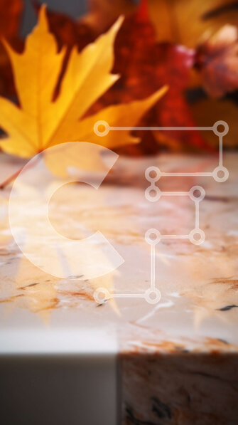 Σετ των 2 Intra Συλλεκτικό Ξύλινο Παζλ Plywood  4mm - Φθινοπωρινά φύλλα σε μαρμάρινο τραπέζι Σε Ξύλινο Κουτί - Διαστάσεις: 10x10 cm – 25 κομμάτια