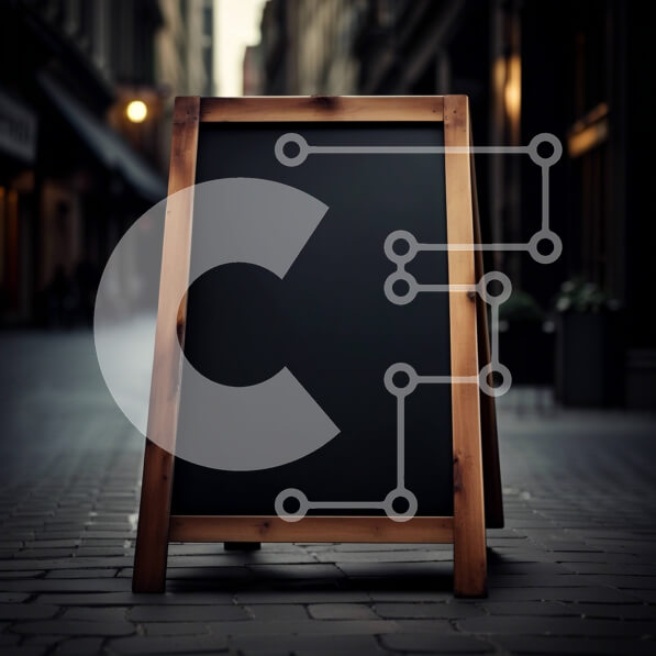 Intra Συλλεκτικό Ξύλινο Παζλ Plywood  4mm - Κενό σημάδι μαυροπίνακα σε τοίχο από τούβλα στην οδό της πόλης στο σούρουπο Σε Ξύλινο Κουτί - Διαστάσεις Puzzle: 10x10 cm – 25 κομμάτια