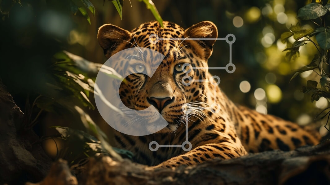 Σετ των 2 Intra Συλλεκτικό Ξύλινο Παζλ Plywood  4mm - Majestic Jaguar στη σκιά ενός δέντρου Σε Ξύλινο Κουτί - Διαστάσεις: 10x10 cm – 25 κομμάτια