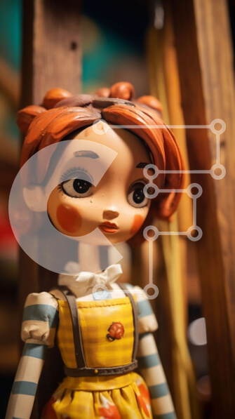 Intra Συλλεκτικό Ξύλινο Παζλ Plywood  4mm - Πολύχρωμη κούκλα με πορτοκαλί μαλλιά και κίτρινο φόρεμα Σε Ξύλινο Κουτί - Διαστάσεις: 10x10 cm – 25 κομμάτια