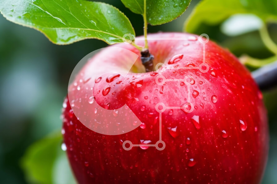 Intra Συλλεκτικό Ξύλινο Παζλ Plywood  4mm - Κόκκινο μήλο που κρέμεται από ένα κλαδί δέντρου με σταγονίδια νερού Σε Ξύλινο Κουτί - Διαστάσεις: 10x10 cm – 25 κομμάτια