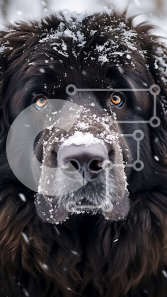 Σετ των 2 Intra Συλλεκτικό Ξύλινο Παζλ Plywood  4mm - Αξιολάτρευτο μαύρο σκυλί με χιονισμένη γούνα Σε Ξύλινο Κουτί - Διαστάσεις: 10x10 cm – 25 κομμάτια