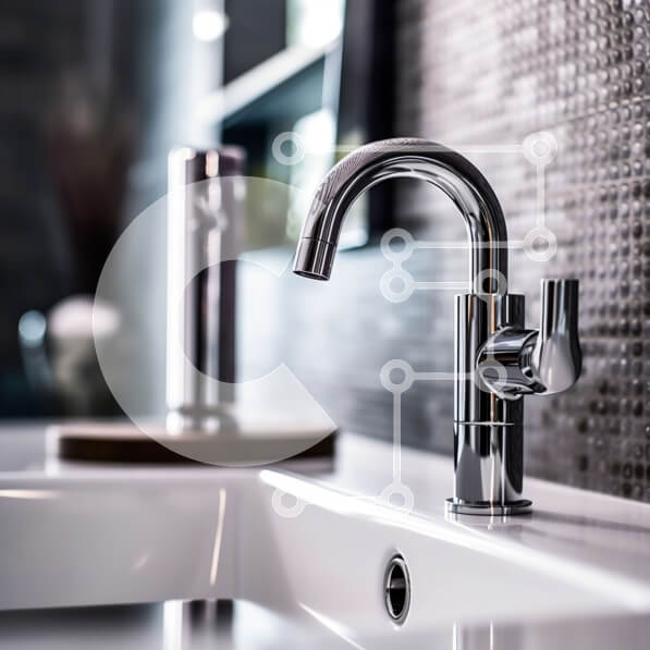 Intra Συλλεκτικό Ξύλινο Παζλ Plywood  4mm - Κομψός νιπτήρας μπάνιου με βρύση μονής τρύπας και ορθογώνιο καθρέφτη Σε Ξύλινο Κουτί - Διαστάσεις Puzzle: 10x10 cm – 25 κομμάτια