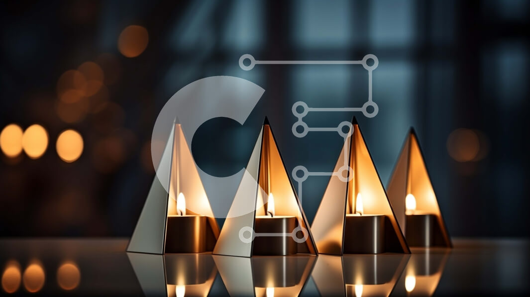 Intra Συλλεκτικό Ξύλινο Παζλ Plywood  4mm - Πυραμίδα των κεριών σε ένα σκοτεινό τραπέζι Σε Ξύλινο Κουτί - Διαστάσεις Puzzle: 10x10 cm – 25 κομμάτια