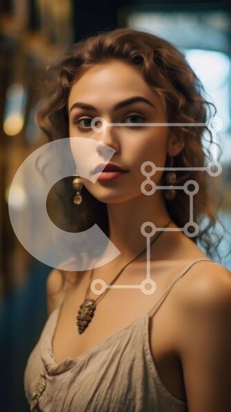 Intra Συλλεκτικό Ξύλινο Παζλ Plywood  4mm - Εκπληκτική γυναίκα με πανέμορφο λευκό φόρεμα με χάντρες και κολιέ Σε Ξύλινο Κουτί - Διαστάσεις Puzzle: 10x10 cm – 25 κομμάτια