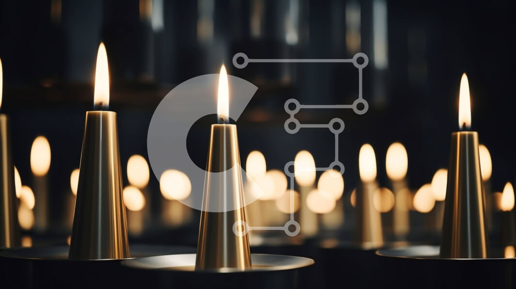 Intra Συλλεκτικό Ξύλινο Παζλ Plywood  4mm - Σειρά από αναμμένα χρυσά κεριά σε σκούρο φόντο Σε Ξύλινο Κουτί - Διαστάσεις Puzzle: 10x10 cm – 25 κομμάτια