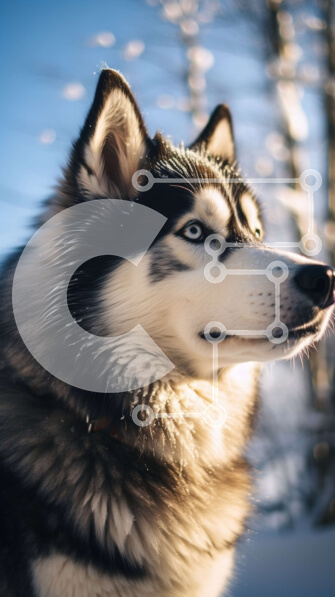 Σετ των 2 Intra Συλλεκτικό Ξύλινο Παζλ Plywood  4mm - Σιβηρικός γεροδεμένος σκύλος στο χιόνι Σε Ξύλινο Κουτί - Διαστάσεις: 10x10 cm – 25 κομμάτια