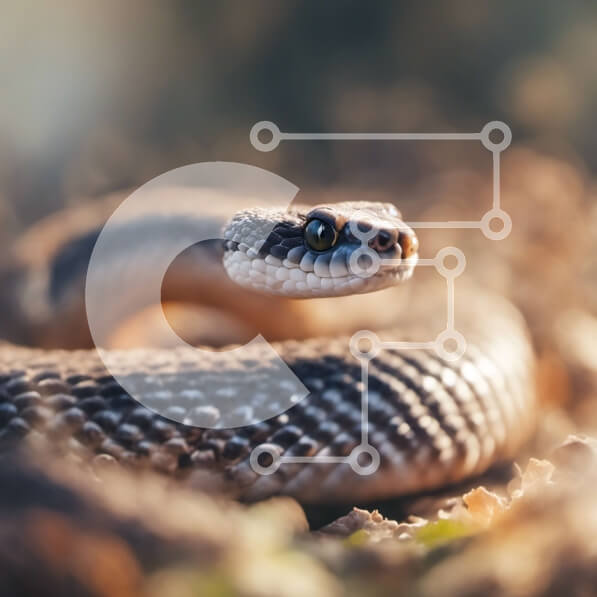 Intra Συλλεκτικό Ξύλινο Παζλ Plywood  4mm - Κοντινό πλάνο του κεφαλιού ενός μαύρου φιδιού Mamba Σε Ξύλινο Κουτί - Διαστάσεις: 10x10 cm – 25 κομμάτια