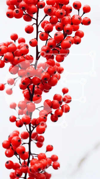 Σετ των 2 Intra Συλλεκτικό Ξύλινο Παζλ Plywood  4mm - Κοντινή όψη ενός κλάδου με κόκκινα μούρα Σε Ξύλινο Κουτί - Διαστάσεις: 10x10 cm – 25 κομμάτια