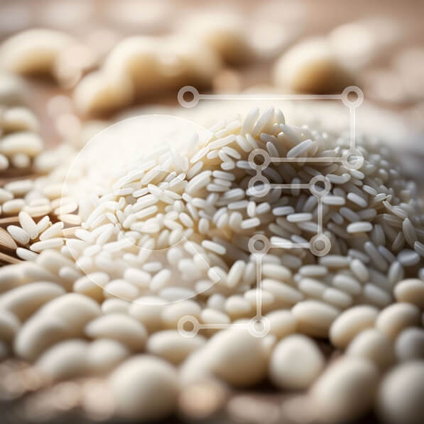 Σετ των 2 Intra Συλλεκτικό Ξύλινο Παζλ Plywood  4mm - Κοντινό πλάνο κόκκων λευκού ρυζιού σε ξύλινο φόντο Σε Ξύλινο Κουτί - Διαστάσεις: 10x10 cm – 25 κομμάτια