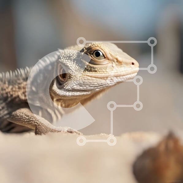 Intra Συλλεκτικό Ξύλινο Παζλ Plywood  4mm - Κοντινή όψη της γενειοφόρου σαύρας δράκου σε μια βραχώδη επιφάνεια Σε Ξύλινο Κουτί - Διαστάσεις: 10x10 cm – 25 κομμάτια