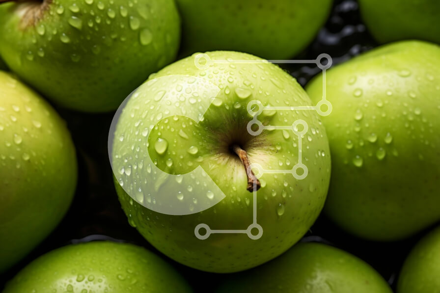 Σετ των 2 Intra Συλλεκτικό Ξύλινο Παζλ Plywood  4mm - Ομάδα πράσινων μήλων με σταγονίδια νερού Σε Ξύλινο Κουτί - Διαστάσεις: 10x10 cm – 25 κομμάτια