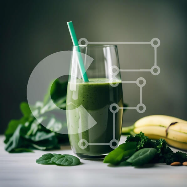 Σετ των 2 Intra Συλλεκτικό Ξύλινο Παζλ Plywood  4mm - Δροσιστικό πράσινο Smoothie με μπανάνα και λάχανο Σε Ξύλινο Κουτί - Διαστάσεις: 10x10 cm – 25 κομμάτια